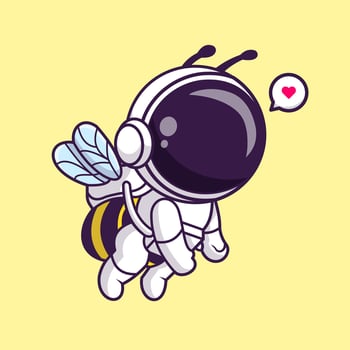 Cute Astronaut Bee Flying Cartoon vector