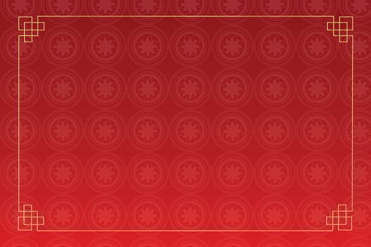 Traditional golden chinese frame with red background. vector
