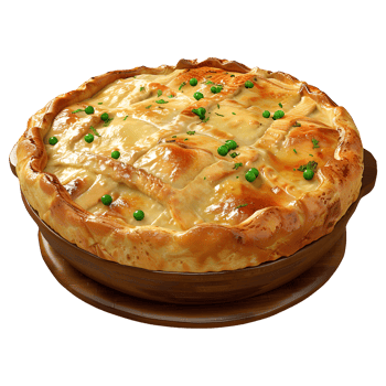 A pie on a plate with green onions png