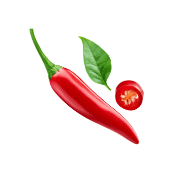 Whole and sliced red chili on transparent background png