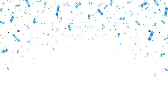 Blue color confetti. Falling shiny blue confetti isolated on background. Bright festive tinsel of blue color. Luxury greeting rich card. vector