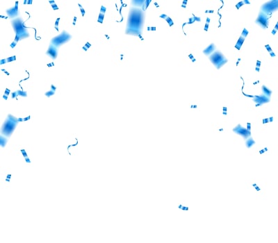 Luxury confetti flying for celebration party banner. Falling shiny blue confetti isolated on background. confetti illustration. vector