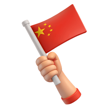 Human hand holding China national flag 3d illustration isolated on the transparent background png