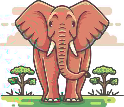 Cartoon african forest elephant sticker illustration vector