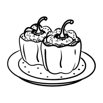 A doodle icon of stuffed peppers vector