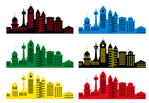 City skyline set art vector