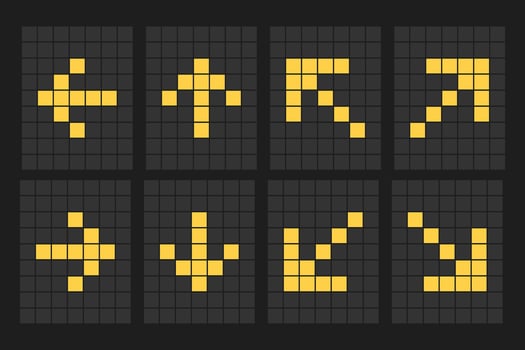 LED digital board Electronic style display information scoreboard with arrow direction, Signages,Information Panels, Sports, Games, Data Boards, vector