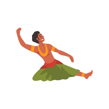 Male Indian Dancer Character in Traditional Clothes, Young Smiling Man Performing Folk Dance Illustration vector