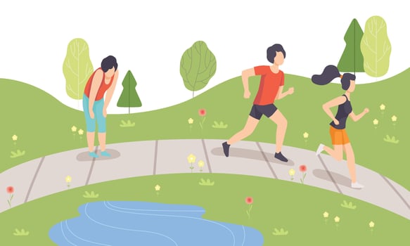 People Running in Park, Physical Activities Outdoors, Healthy Lifestyle and Fitness Illustration vector
