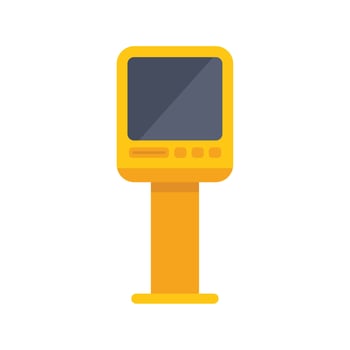 Yellow interactive information kiosk with blank screen displaying important information vector
