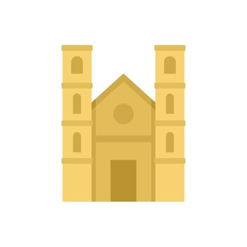 Big church building facade with two towers vector