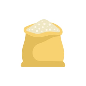 Full sack of flour standing upright on white background vector