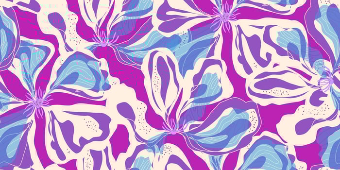 a purple and blue abstract pattern with flowers vector