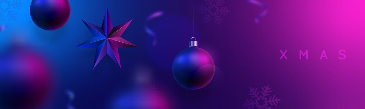 Xmas adversting banner. Hanging Christmas balls vector