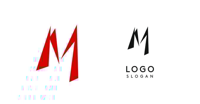Simple brush pen letter M in Asian typographic style. Logo monogram for food and beverage packaging, Asian cuisine, restaurants, graphic design studios, and branding agencies. illustration. vector