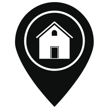 A simple black icon is centered within a location pin symbol cutouts png