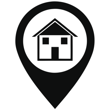 A simple black icon is centered within a location pin symbol cutouts png