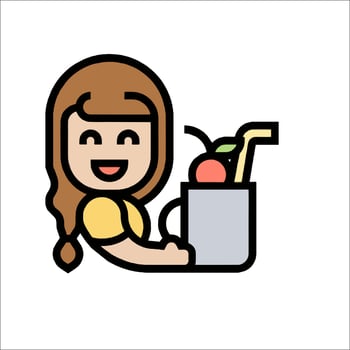 A cartoon girl holding a drink and a cup vector