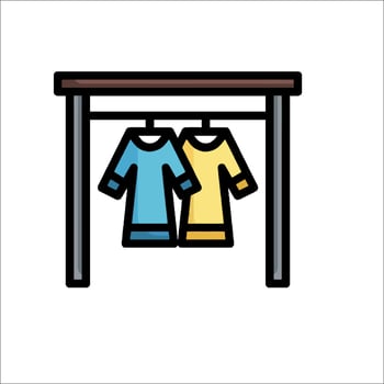 Clothes hanging on a rack icon illustration vector