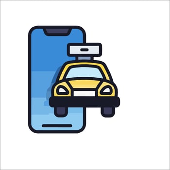 A taxi cab is sitting on top of a phone vector