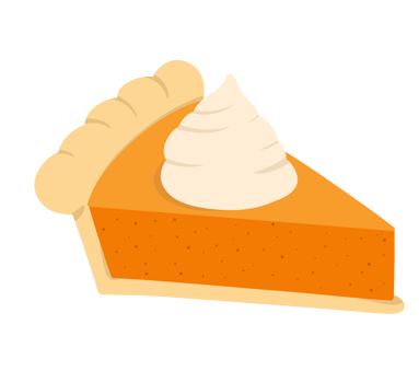 Slice of pumpkin pie with whipped cream png