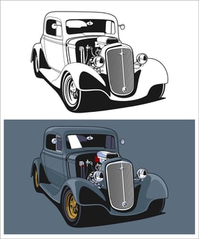 Grey Classic Hotrod Car Illustration 08 vector