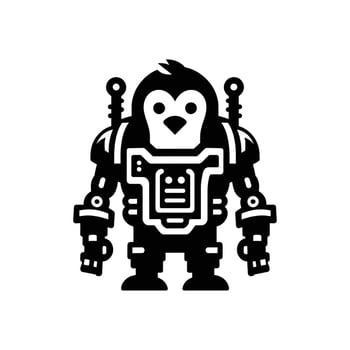 Unique Cyberpunk Penguin Graphic with Robotic Armor and Tech Inspired Style vector