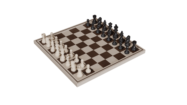 Chess board with black and white pieces png
