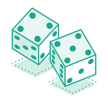 Dice game. Outline objects. Two dices cubes. Icon isolated on white background. vector