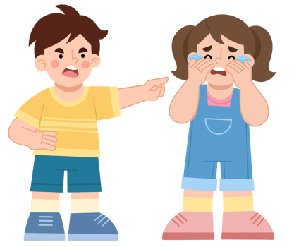 illustration of boy yelling at crying girl png