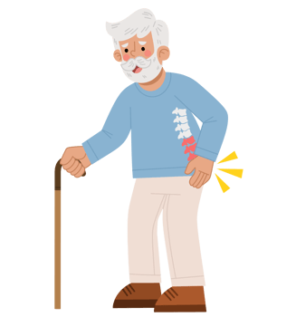 Illustration of elderly man with back pain png