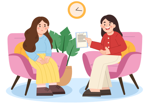 Illustration of woman doing psychologist professional counseling session png