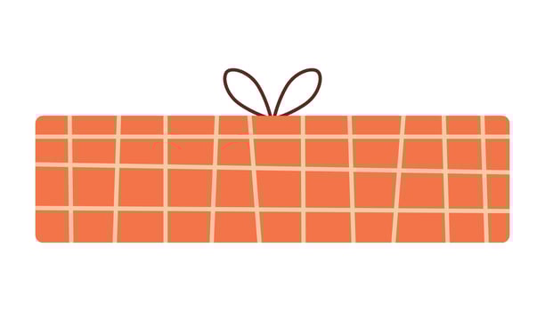 Cute Christmas gift box. Checkered box with bow. Isolated illustration for holiday design. vector