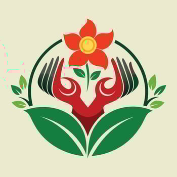 Green Leaves Flower Hands Care Nature Symbol vector