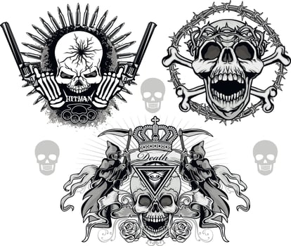 set, sign with skull vector