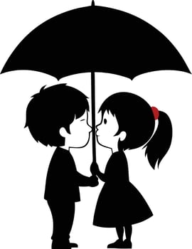 A a cute couple of children kissing each other vector