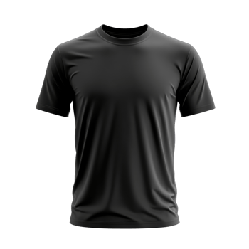 Black Round Neck T-Shirt Front and Back View for Apparel Marketing on transparent background png