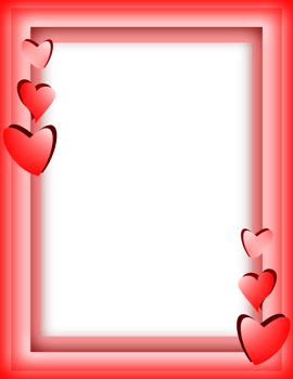 Pink frame with heart, Valentines border on transparent background. png
