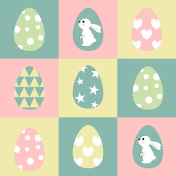 Easter egg pattern with bunny and hearts vector