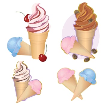 Ice cream label hand drawn doodle illustration vector