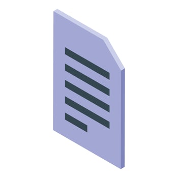 Isometric office paper document icon representing bureaucracy and business vector