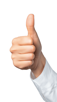 Hand showing thumbs up gesture on a transparent background png