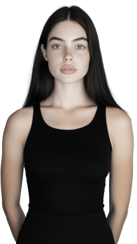 Woman in sleeveless black top posing on a transparent background png