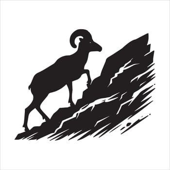 Bighorn Sheep in the Desert Silhouette vector
