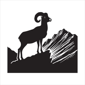 Wild Bighorn Sheep in Rocky Desert Silhouette vector