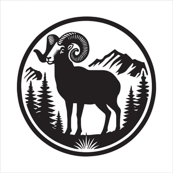 Bighorn Sheep Silhouette in Rocky Landscape vector