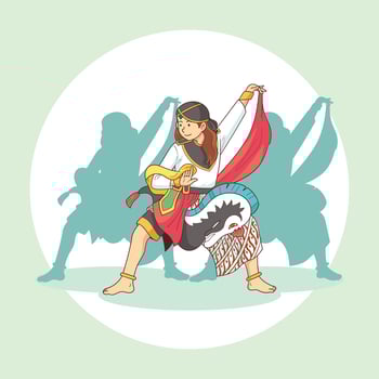 hand drawn traditional jathilan dance vector
