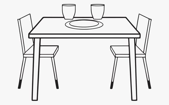 Vintage Dining Table Line Drawing icon vector