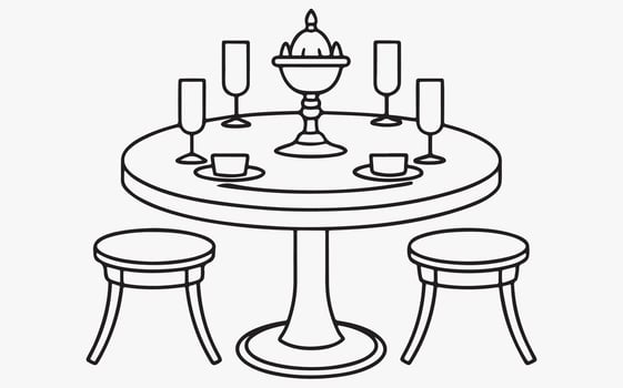 Classic Dining Table Line Illustration image clipart illustration vector