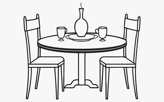 Classic Dining Table Line Illustration icon vector